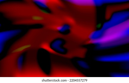 Abstract fluid red and blue embossed creative futuristic dynamic shapes on dark background.
