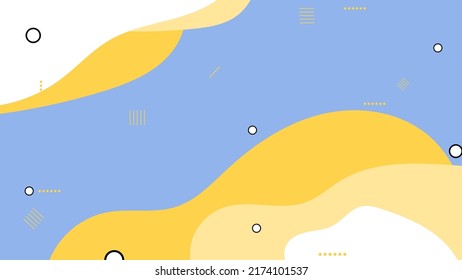 Abstract fluid shape bright color with geometric elements on blue background. Vector graphic illustration.