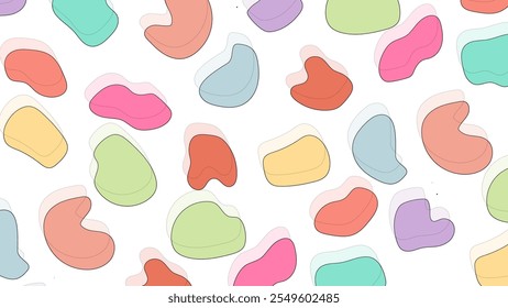 Abstract fluid shape colorful overlapping on white background. Organic colorful shape.