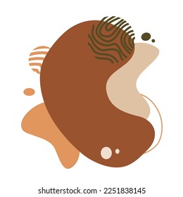 abstract fluid shape element with brown color tone and circle line ornament for background decoration illustration