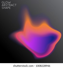 Abstract fluid shape isolated on transparent black background. Bright colorful gradient blend creates liquid motion with transparent glow. Energy power plasma with futuristic edge blur effect.