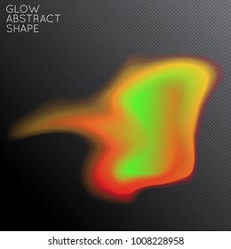 Abstract fluid shape isolated on transparent black background. Bright colorful gradient blend creates liquid motion with transparent glow. Energy power plasma with futuristic edge blur effect.