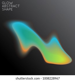 Abstract fluid shape isolated on transparent black background. Bright colorful gradient blend creates liquid motion with transparent glow. Energy power plasma with futuristic edge blur effect.