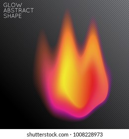 Abstract fluid shape isolated on transparent black background. Bright colorful gradient blend creates liquid motion with transparent glow. Energy power plasma with futuristic edge blur effect.