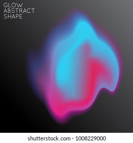 Abstract fluid shape isolated on transparent black background. Bright colorful gradient blend creates liquid motion with transparent glow. Energy power plasma with futuristic edge blur effect.