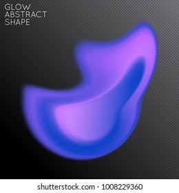 Abstract fluid shape isolated on transparent black background. Bright colorful gradient blend creates liquid motion with transparent glow. Energy power plasma with futuristic edge blur effect.
