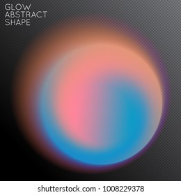 Abstract fluid shape isolated on transparent black background. Bright colorful gradient blend creates liquid motion with transparent glow. Energy power plasma with futuristic edge blur effect.