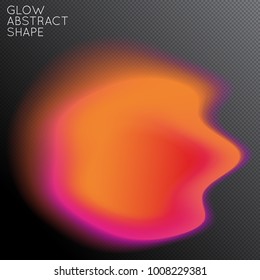 Abstract fluid shape isolated on transparent black background. Bright colorful gradient blend creates liquid motion with transparent glow. Energy power plasma with futuristic edge blur effect.