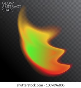 Abstract fluid shape isolated on transparent black background. Bright colorful gradient blend creates liquid motion with transparent glow. Energy power plasma with futuristic edge blur effect.