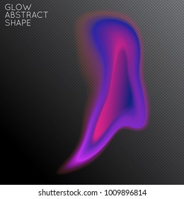 Abstract fluid shape isolated on transparent black background. Bright colorful gradient blend creates liquid motion with transparent glow. Energy power plasma with futuristic edge blur effect.