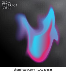 Abstract fluid shape isolated on transparent black background. Bright colorful gradient blend creates liquid motion with transparent glow. Energy power plasma with futuristic edge blur effect.