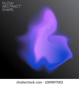 Abstract fluid shape isolated on transparent black background. Bright colorful gradient blend creates liquid motion with transparent glow. Energy power plasma with futuristic edge blur effect.