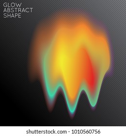 Abstract fluid shape isolated on transparent black background. Bright colorful gradient blend creates liquid motion with transparent glow. Energy power plasma with futuristic edge blur effect.