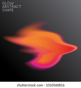 Abstract fluid shape isolated on transparent black background. Bright colorful gradient blend creates liquid motion with transparent glow. Energy power plasma with futuristic edge blur effect.
