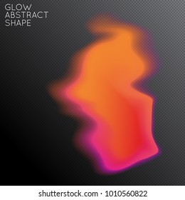 Abstract fluid shape isolated on transparent black background. Bright colorful gradient blend creates liquid motion with transparent glow. Energy power plasma with futuristic edge blur effect.