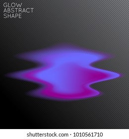 Abstract fluid shape isolated on transparent black background. Bright colorful gradient blend creates liquid motion with transparent glow. Energy power plasma with futuristic edge blur effect.