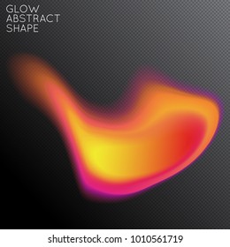 Abstract fluid shape isolated on transparent black background. Bright colorful gradient blend creates liquid motion with transparent glow. Energy power plasma with futuristic edge blur effect.