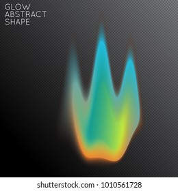 Abstract fluid shape isolated on transparent black background. Bright colorful gradient blend creates liquid motion with transparent glow. Energy power plasma with futuristic edge blur effect.