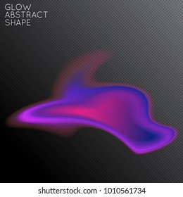 Abstract fluid shape isolated on transparent black background. Bright colorful gradient blend creates liquid motion with transparent glow. Energy power plasma with futuristic edge blur effect.