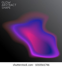 Abstract fluid shape isolated on transparent black background. Bright colorful gradient blend creates liquid motion with transparent glow. Energy power plasma with futuristic edge blur effect.