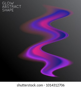 Abstract fluid shape isolated on transparent black background. Bright colorful gradient blend creates liquid motion with transparent glow. Energy power plasma with futuristic edge blur effect.