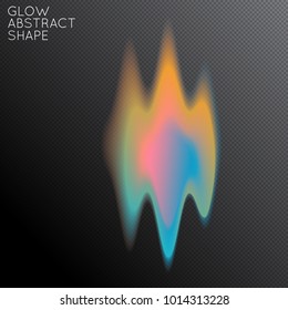 Abstract fluid shape isolated on transparent black background. Bright colorful gradient blend creates liquid motion with transparent glow. Energy power plasma with futuristic edge blur effect.