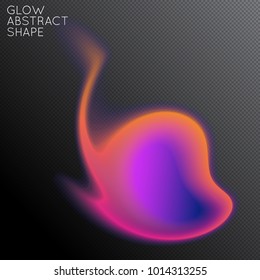 Abstract fluid shape isolated on transparent black background. Bright colorful gradient blend creates liquid motion with transparent glow. Energy power plasma with futuristic edge blur effect.