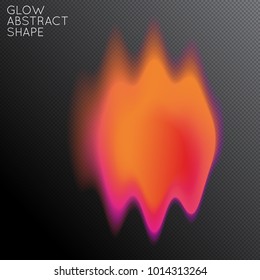 Abstract fluid shape isolated on transparent black background. Bright colorful gradient blend creates liquid motion with transparent glow. Energy power plasma with futuristic edge blur effect.