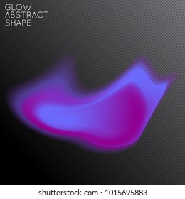 Abstract fluid shape isolated on transparent black background. Bright colorful gradient blend creates liquid motion with transparent glow. Energy power plasma with futuristic edge blur effect.