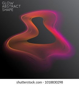 Abstract fluid shape isolated on transparent black background. Bright colorful gradient blend creates liquid motion with transparent glow. Energy power plasma with futuristic edge blur effect.
