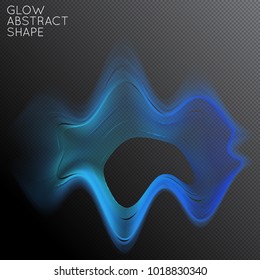 Abstract fluid shape isolated on transparent black background. Bright colorful gradient blend creates liquid motion with transparent glow. Energy power plasma with futuristic edge blur effect.