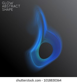 Abstract fluid shape isolated on transparent black background. Bright colorful gradient blend creates liquid motion with transparent glow. Energy power plasma with futuristic edge blur effect.
