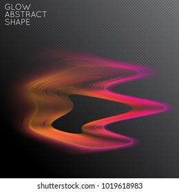 Abstract fluid shape isolated on transparent black background. Bright colorful gradient blend creates liquid motion with transparent glow. Energy power plasma with futuristic edge blur effect.