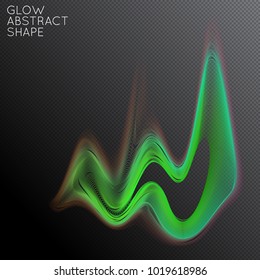 Abstract fluid shape isolated on transparent black background. Bright colorful gradient blend creates liquid motion with transparent glow. Energy power plasma with futuristic edge blur effect.