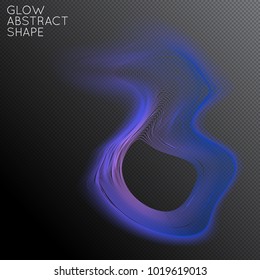 Abstract fluid shape isolated on transparent black background. Bright colorful gradient blend creates liquid motion with transparent glow. Energy power plasma with futuristic edge blur effect.