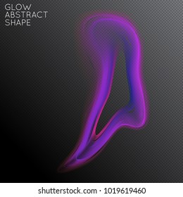 Abstract fluid shape isolated on transparent black background. Bright colorful gradient blend creates liquid motion with transparent glow. Energy power plasma with futuristic edge blur effect.