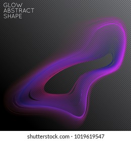 Abstract fluid shape isolated on transparent black background. Bright colorful gradient blend creates liquid motion with transparent glow. Energy power plasma with futuristic edge blur effect.