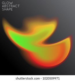 Abstract fluid shape isolated on transparent black background. Bright colorful gradient blend creates liquid motion with transparent glow. Energy power plasma with futuristic edge blur effect.