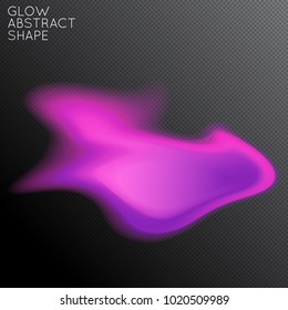 Abstract fluid shape isolated on transparent black background. Bright colorful gradient blend creates liquid motion with transparent glow. Energy power plasma with futuristic edge blur effect.