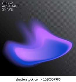 Abstract fluid shape isolated on transparent black background. Bright colorful gradient blend creates liquid motion with transparent glow. Energy power plasma with futuristic edge blur effect.