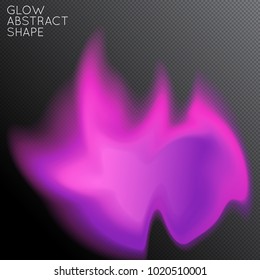 Abstract fluid shape isolated on transparent black background. Bright colorful gradient blend creates liquid motion with transparent glow. Energy power plasma with futuristic edge blur effect.