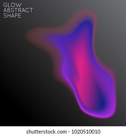 Abstract fluid shape isolated on transparent black background. Bright colorful gradient blend creates liquid motion with transparent glow. Energy power plasma with futuristic edge blur effect.