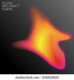 Abstract fluid shape isolated on transparent black background. Bright colorful gradient blend creates liquid motion with transparent glow. Energy power plasma with futuristic edge blur effect.