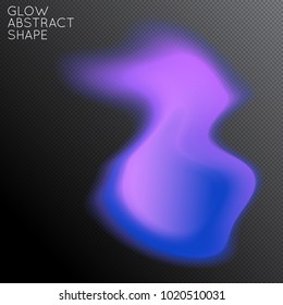 Abstract fluid shape isolated on transparent black background. Bright colorful gradient blend creates liquid motion with transparent glow. Energy power plasma with futuristic edge blur effect.