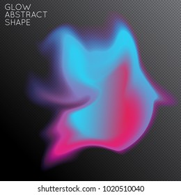 Abstract fluid shape isolated on transparent black background. Bright colorful gradient blend creates liquid motion with transparent glow. Energy power plasma with futuristic edge blur effect.