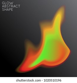 Abstract fluid shape isolated on transparent black background. Bright colorful gradient blend creates liquid motion with transparent glow. Energy power plasma with futuristic edge blur effect.