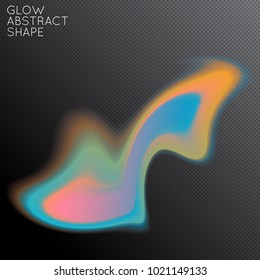 Abstract fluid shape isolated on transparent black background. Bright colorful gradient blend creates liquid motion with transparent glow. Energy power plasma with futuristic edge blur effect.