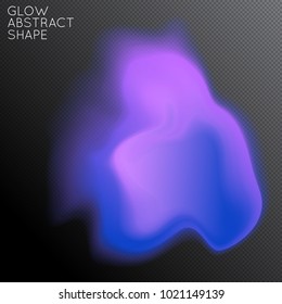 Abstract fluid shape isolated on transparent black background. Bright colorful gradient blend creates liquid motion with transparent glow. Energy power plasma with futuristic edge blur effect.