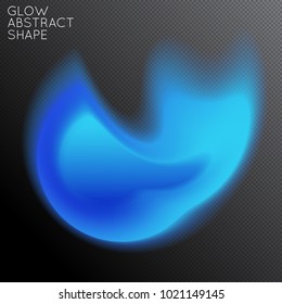 Abstract fluid shape isolated on transparent black background. Bright colorful gradient blend creates liquid motion with transparent glow. Energy power plasma with futuristic edge blur effect.