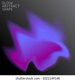 Abstract fluid shape isolated on transparent black background. Bright colorful gradient blend creates liquid motion with transparent glow. Energy power plasma with futuristic edge blur effect.